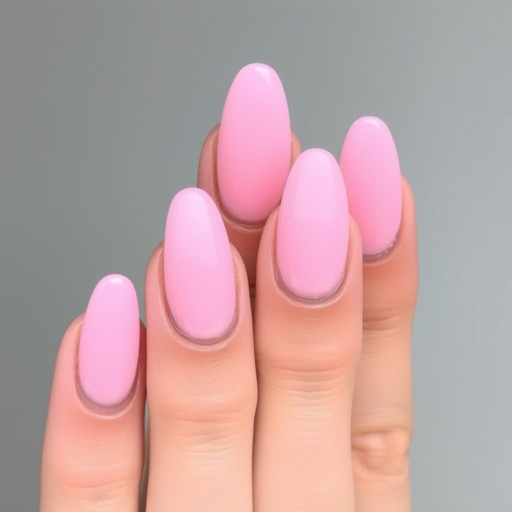 Pink acrylic nails with glitter accent nails