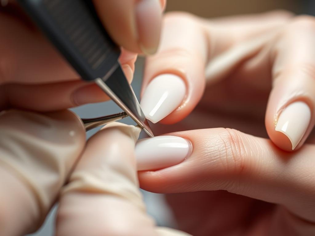 Professional fill process for white acrylic nails