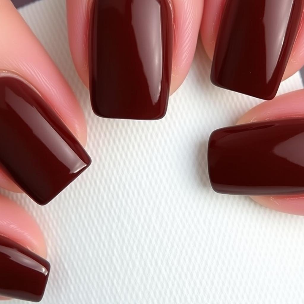 Rich chocolate brown acrylic nails in square shape