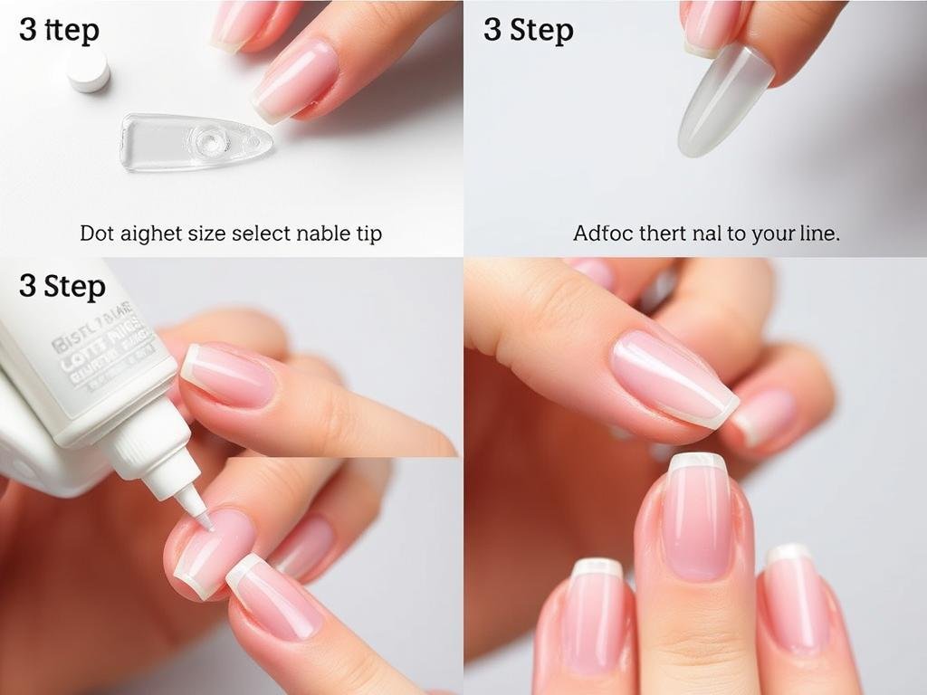 Selecting and applying clear nail tips to natural nails Selecting and applying clear nail tips to natural nails