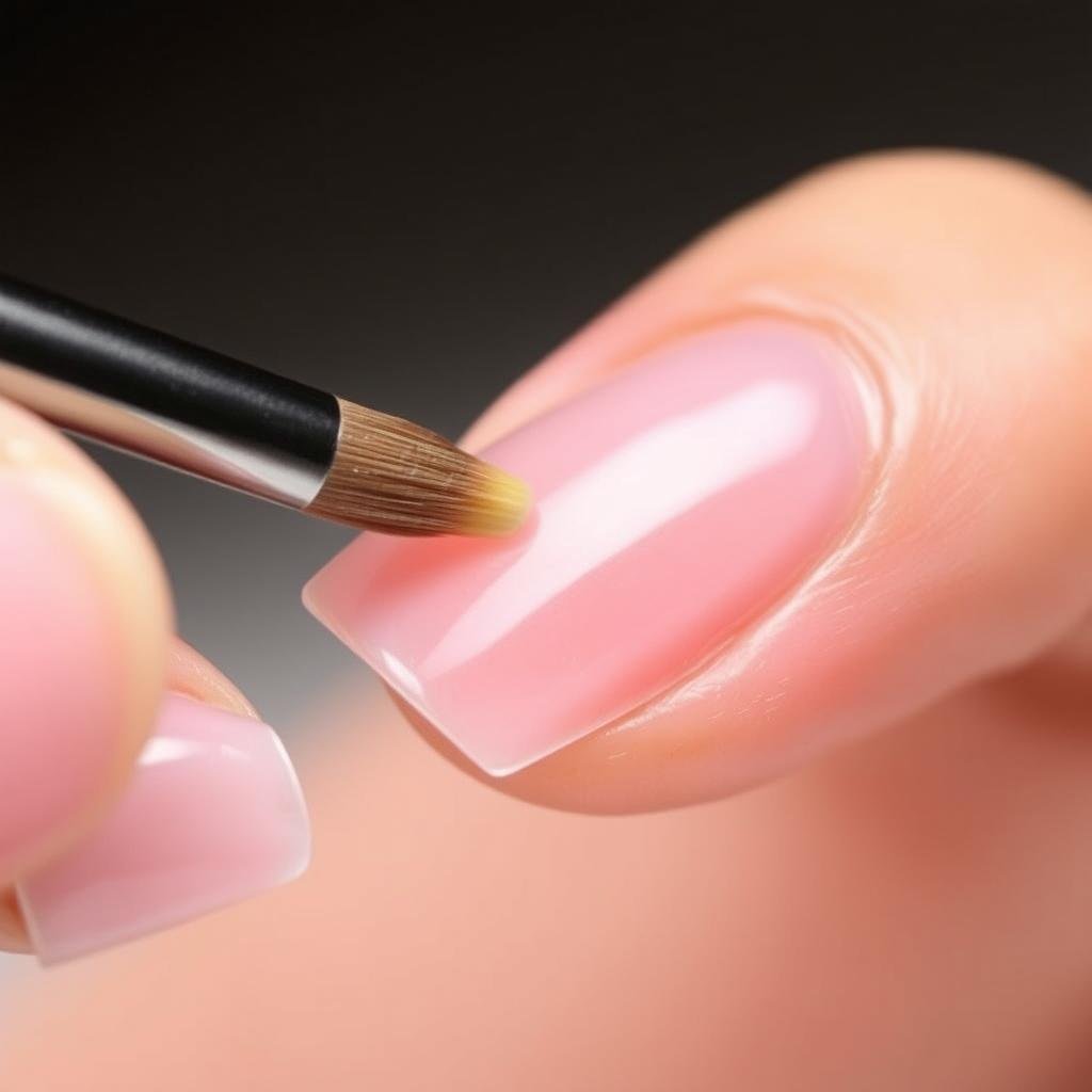 Smoothing and shaping the acrylic on the nail Smoothing and shaping the acrylic on the nail