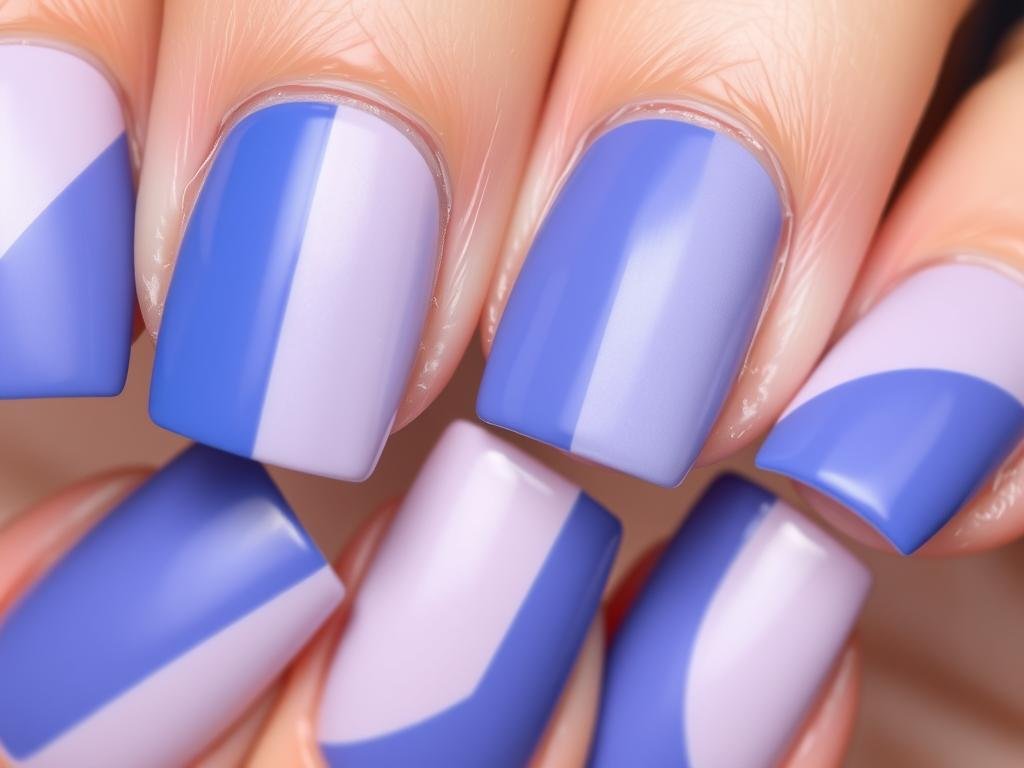 Square acrylic nails with matte and glossy combination designs