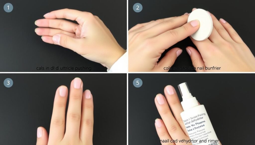 Step-by-step nail preparation process for short square acrylic nails