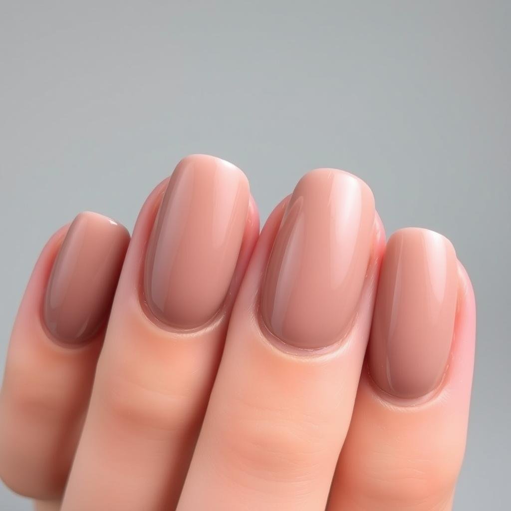 Subtle taupe brown acrylic nails in oval shape