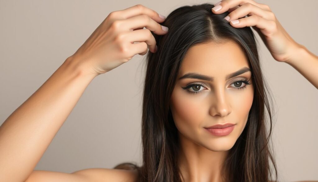 Woman applying wig with natural-looking technique