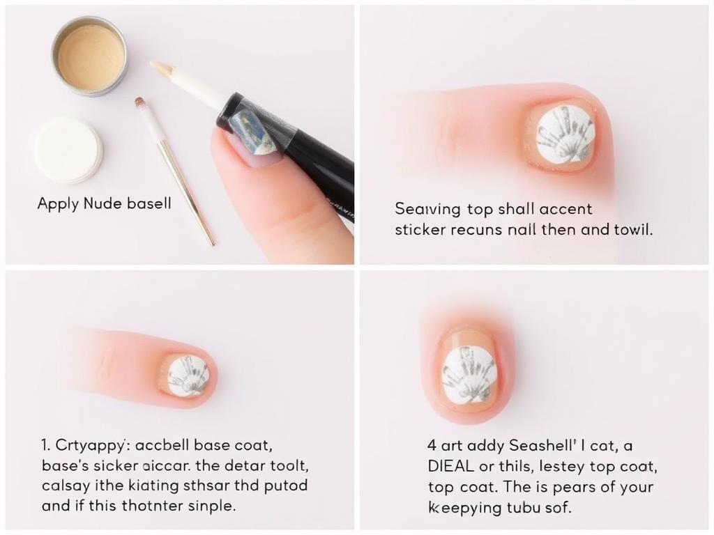 DIY seashell accent nail being created