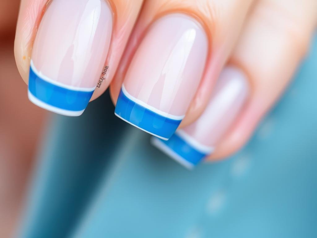 Double French tip nail design for beach vacation