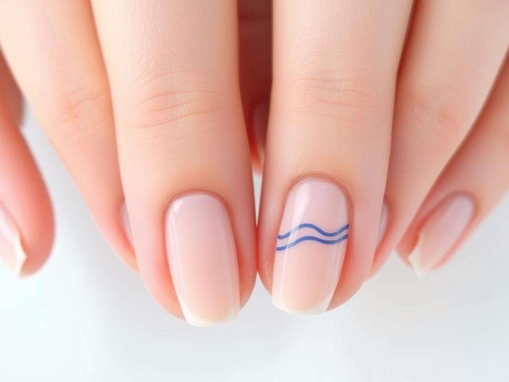 Elegant minimalist beach nail design with subtle wave accent
