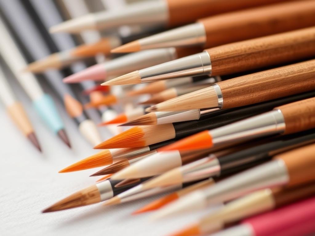 Fine detail nail art brushes for short beach nail designs