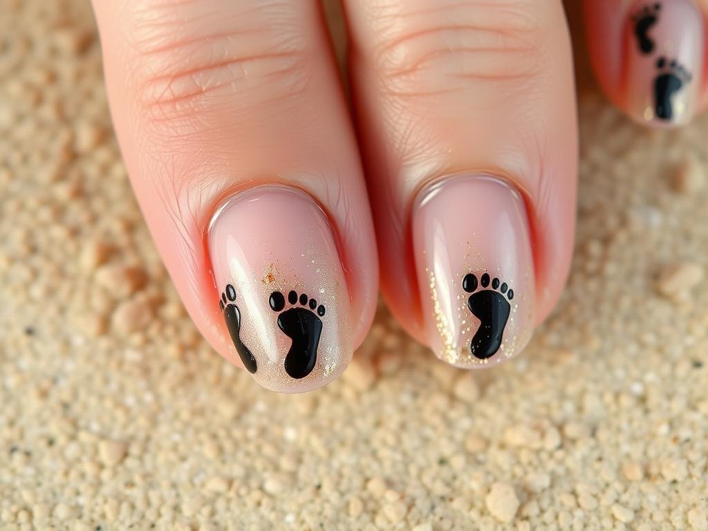 Footprints in the sand beach nail designs