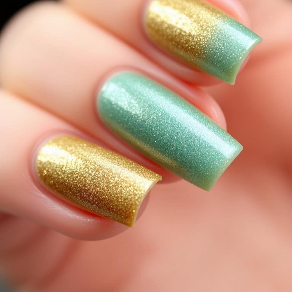 Glitter ombre French tips in beach colors on cute beach nails