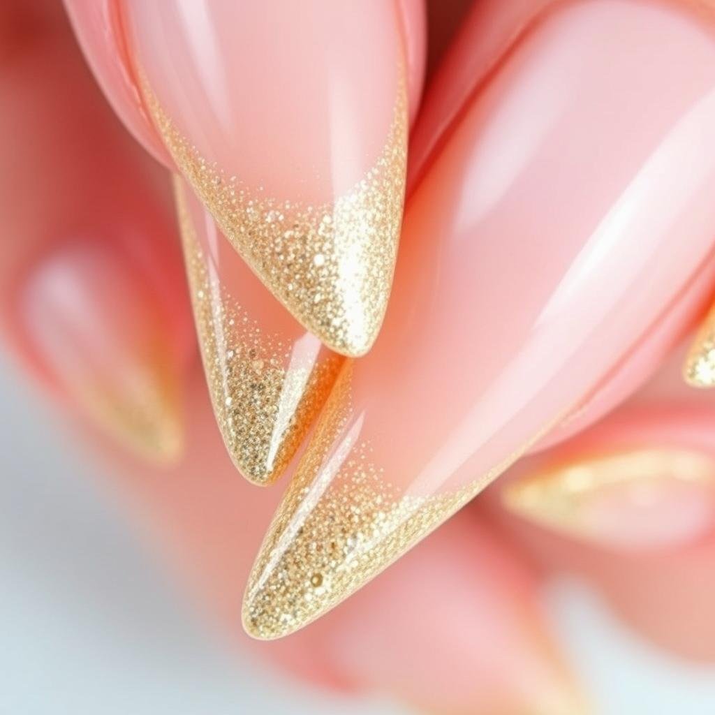 Glitter-tipped simple beach vacation nails