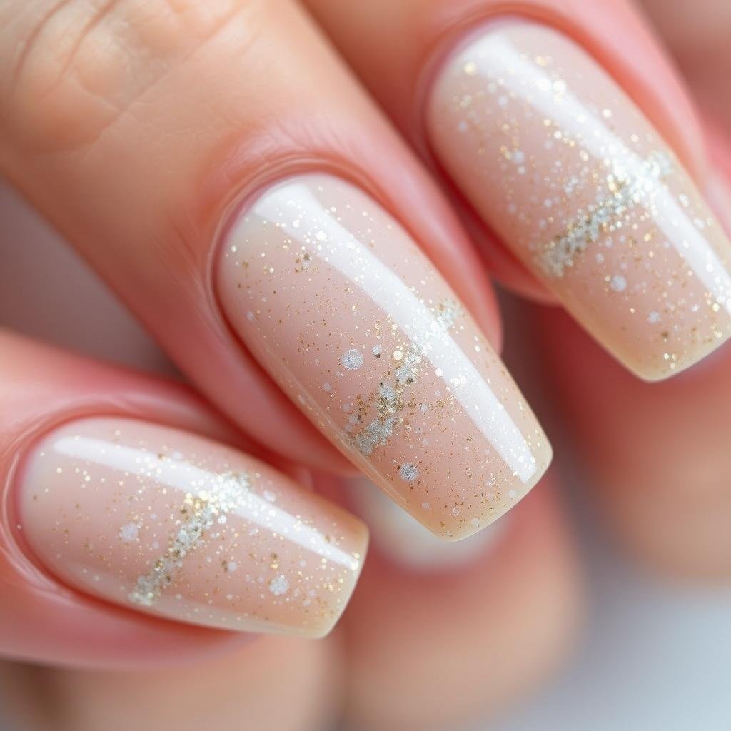 Glittery sand nail design for beach vacation