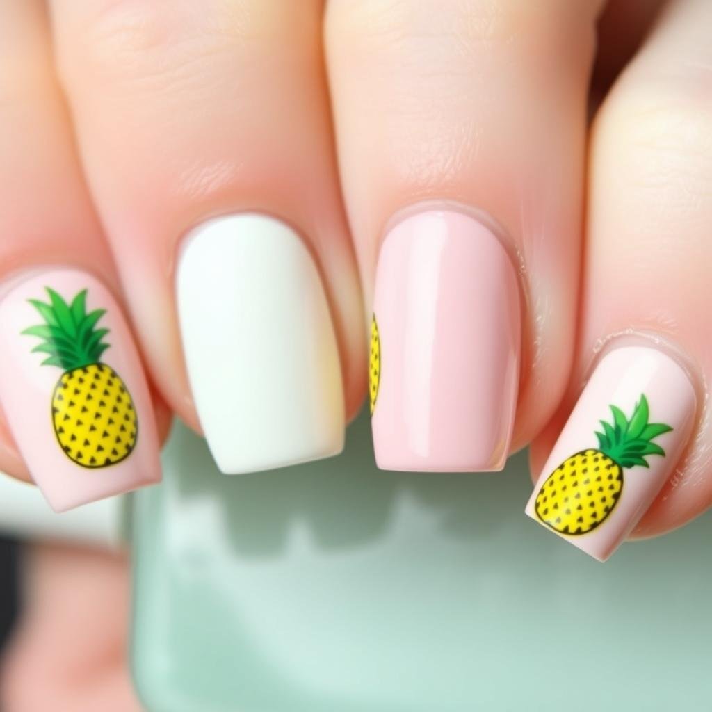 Pineapple beach nail art design