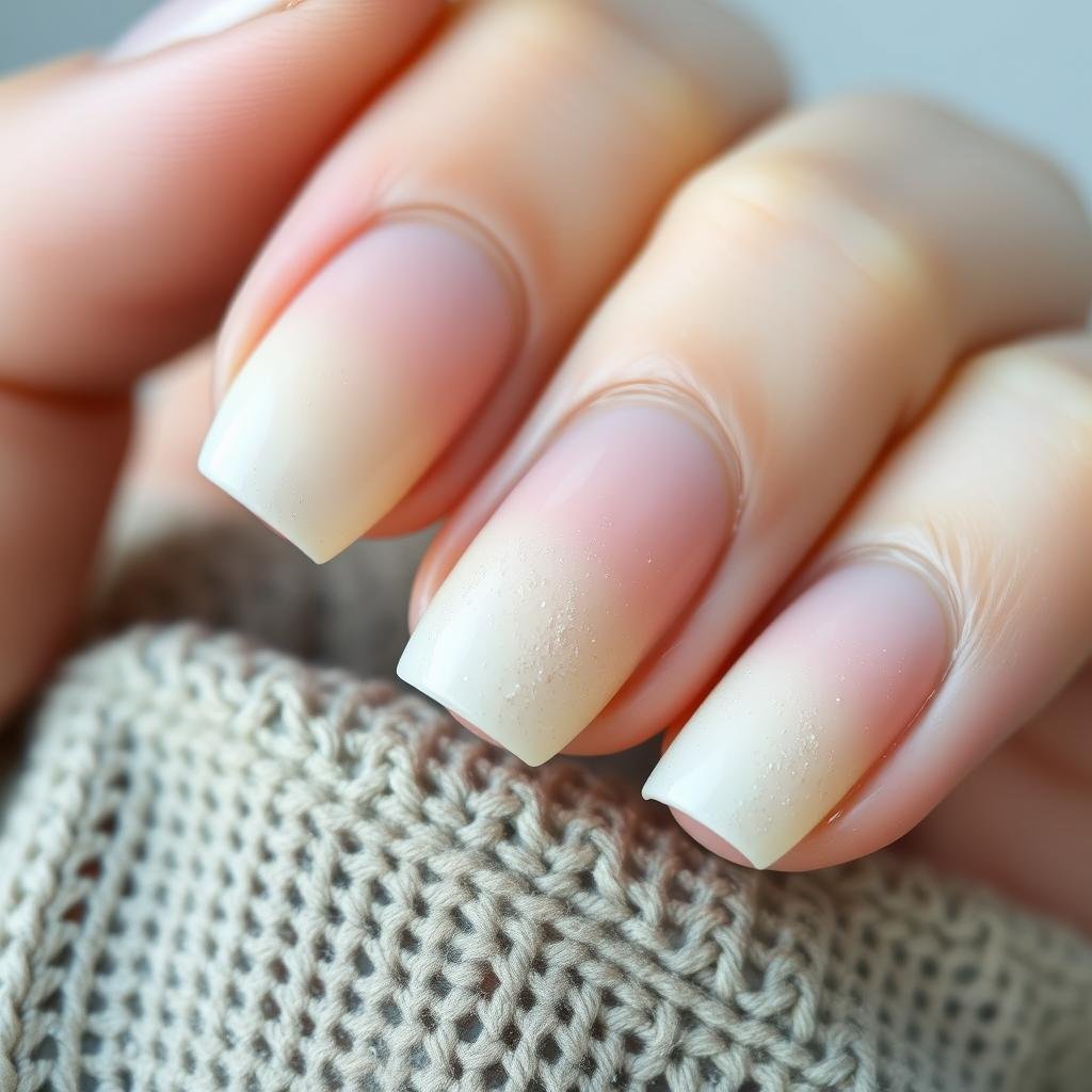 Sandy ombre nail design for beach vacation
