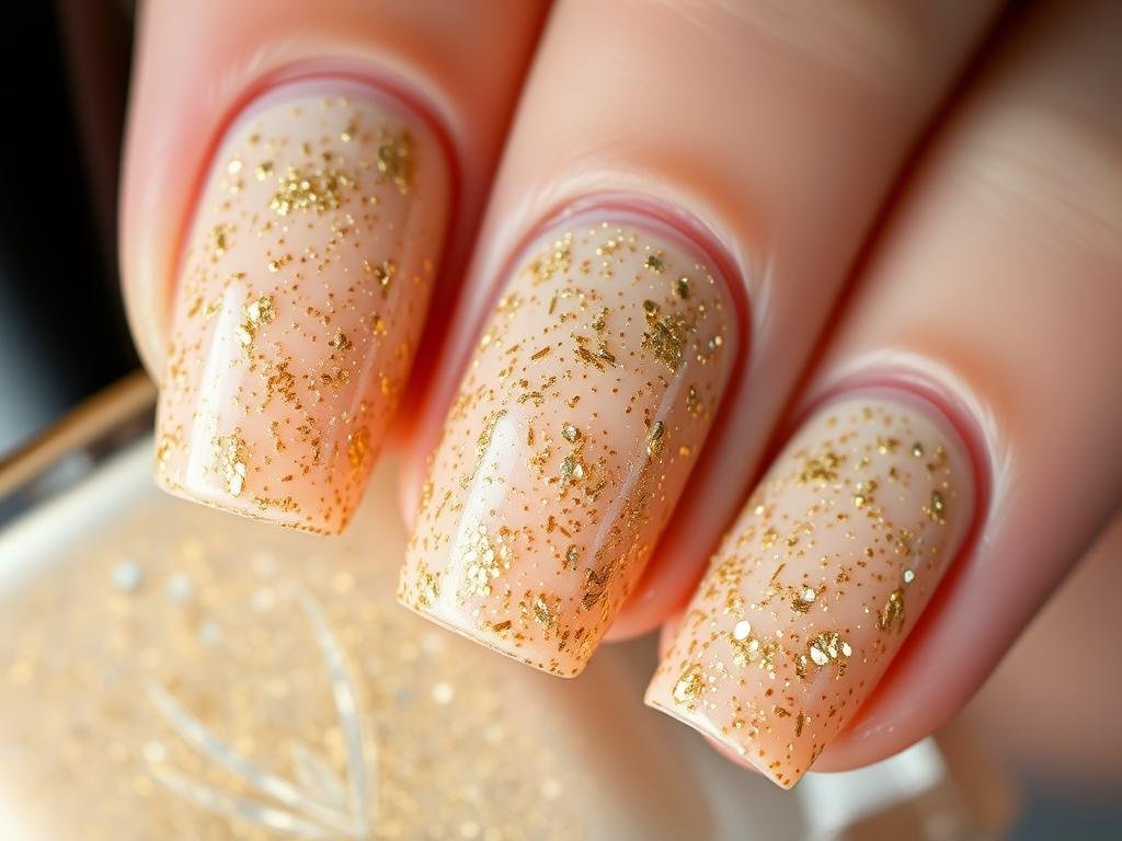 Sandy texture beach nail designs with glitter accents