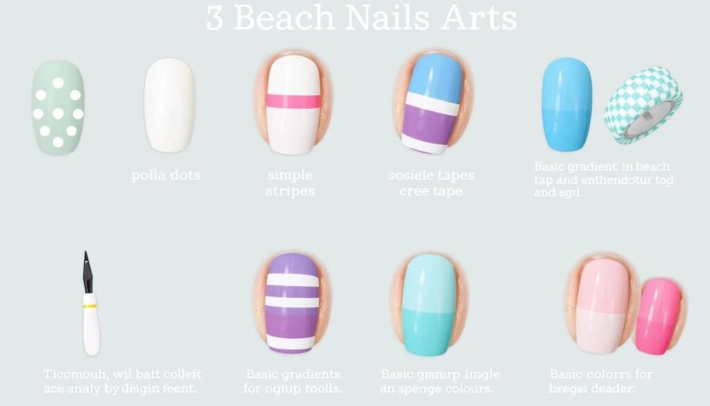 Simple beach nail art designs for beginners with basic tools