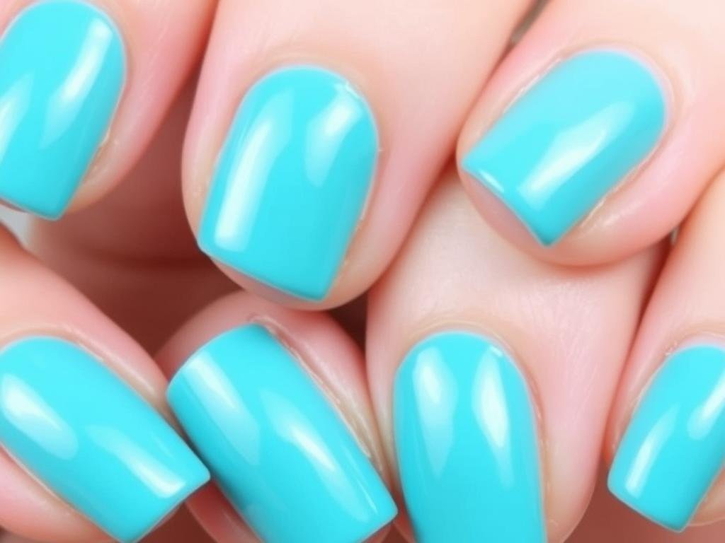 Simple turquoise block color nails perfect for a beach vacation