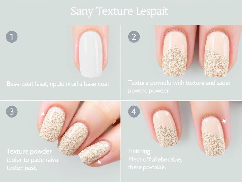 Step-by-step sandy texture nail art tutorial