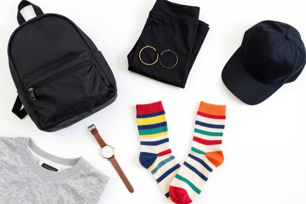 Athleisure accessories displayed with leggings outfit