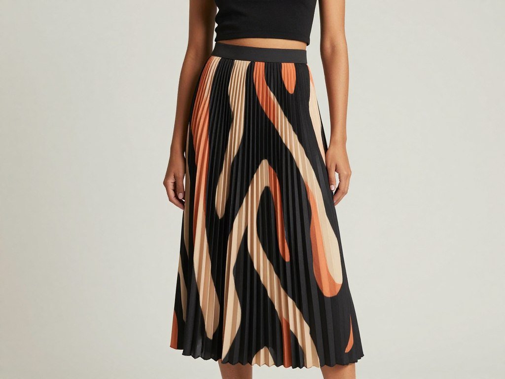 Athletic woman wearing a pleated maxi skirt with a crop top