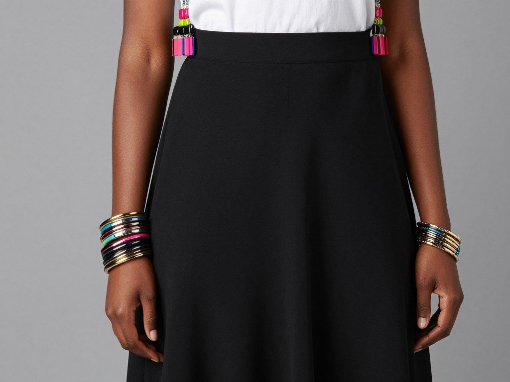 Black woman showcasing statement jewelry paired with a simple long skirt outfit, demonstrating accessorizing tips for long skirt outfits for Black women