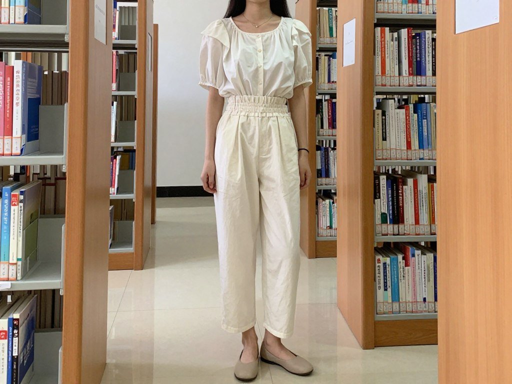 Blouse and paper bag waist pants school outfit