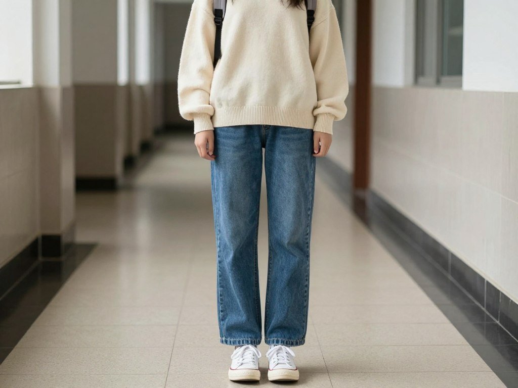 Casual school outfit with jeans and oversized sweater