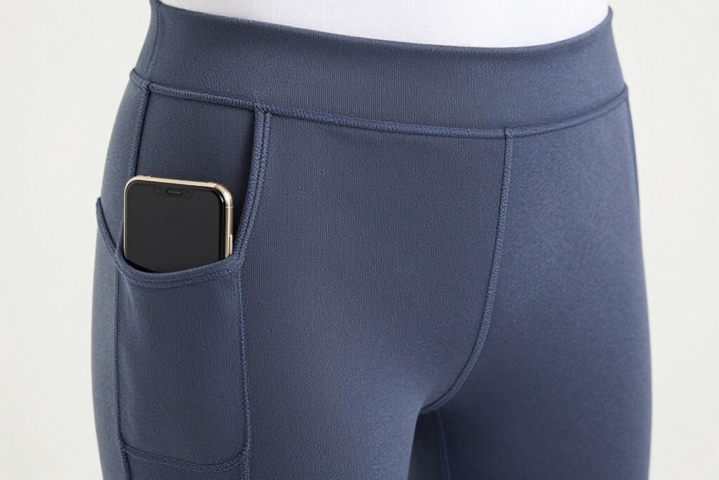 Close-up of practical leggings features for school wear