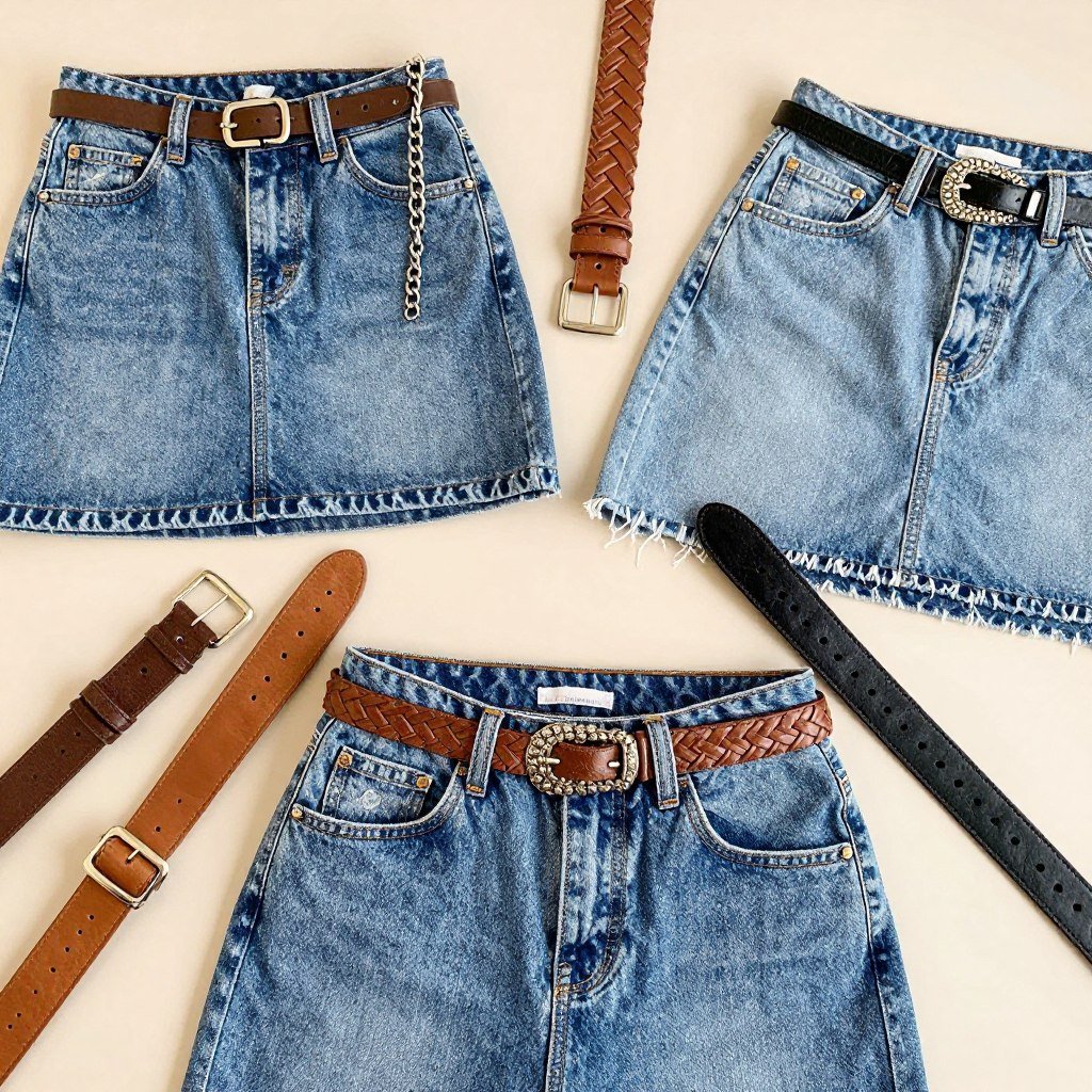 Collection of belts to style with denim skirts