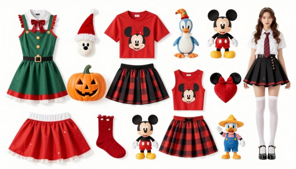 Collection of seasonal Disney outfits for different holidays throughout the year