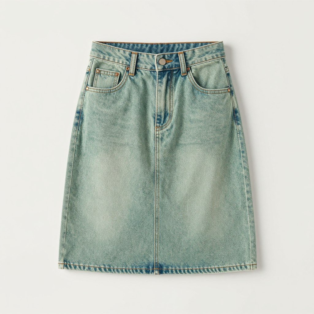 Colored denim skirt in trendy hue