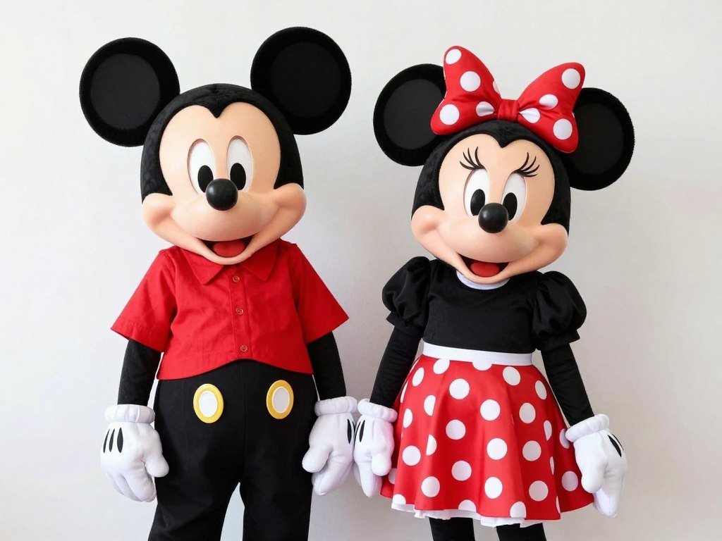 Couple Disneybounding as Mickey and Minnie Mouse using red, black, and white clothing