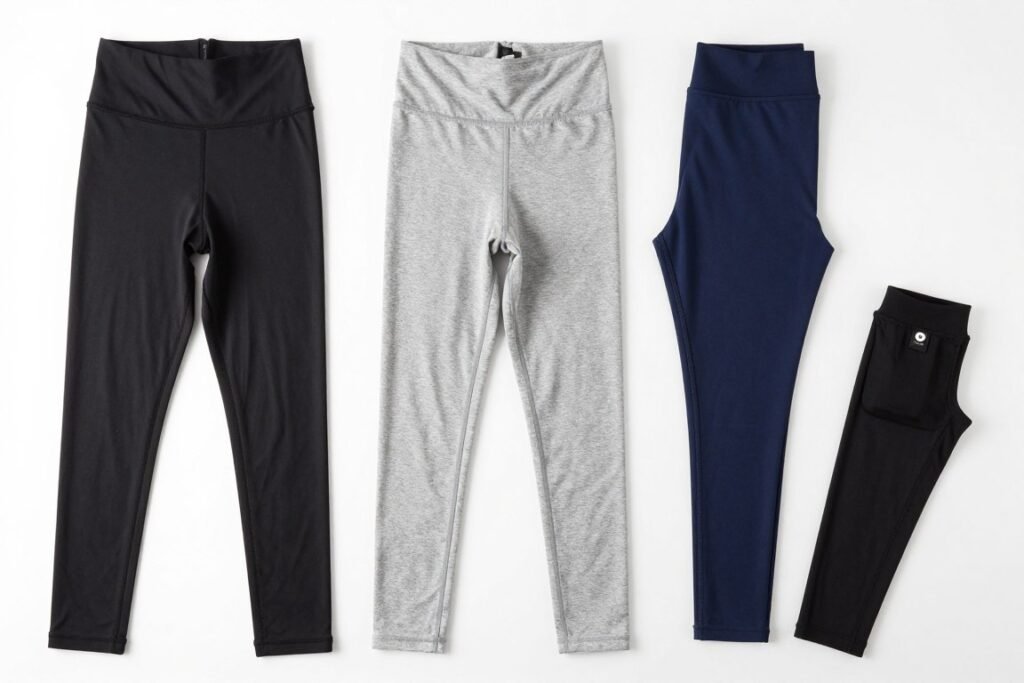 Different types of school-appropriate leggings displayed