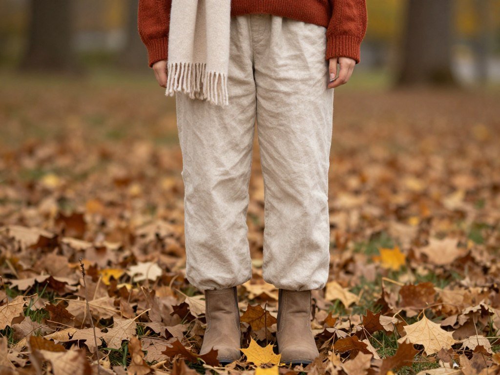 Fall beige linen pants outfit