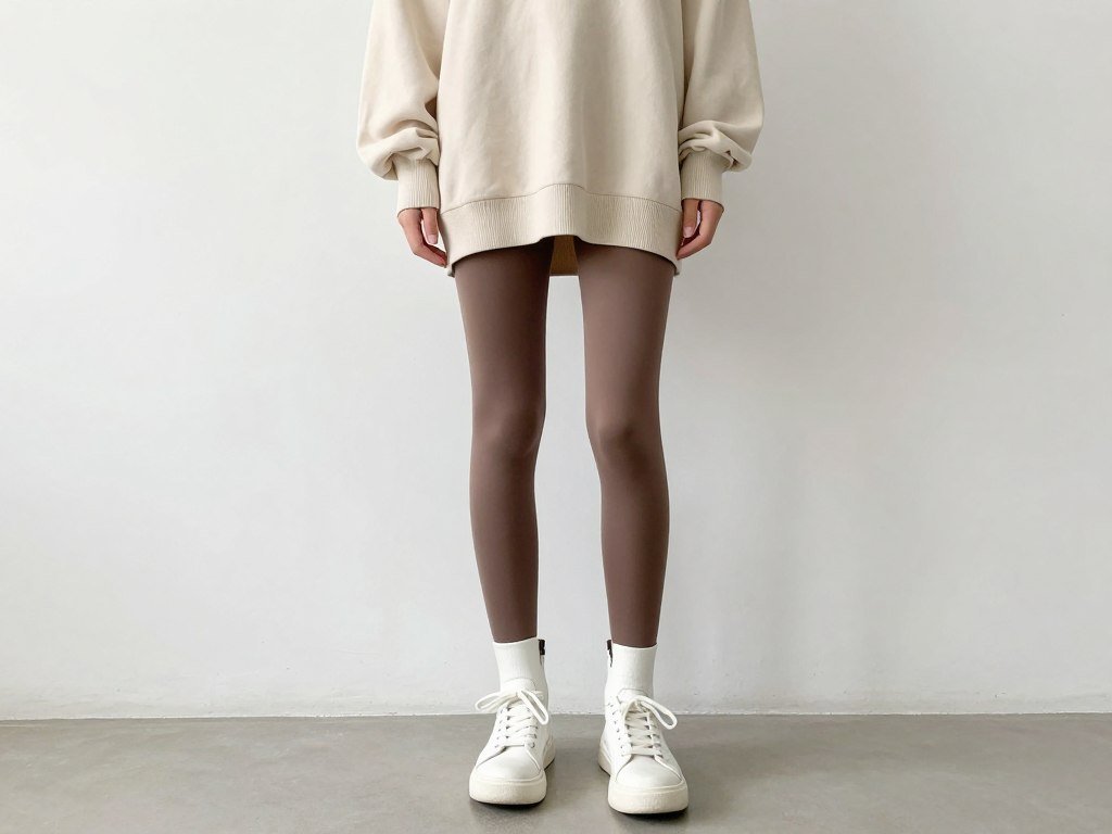 Female student wearing a casual outfit with leggings and long top for coverage