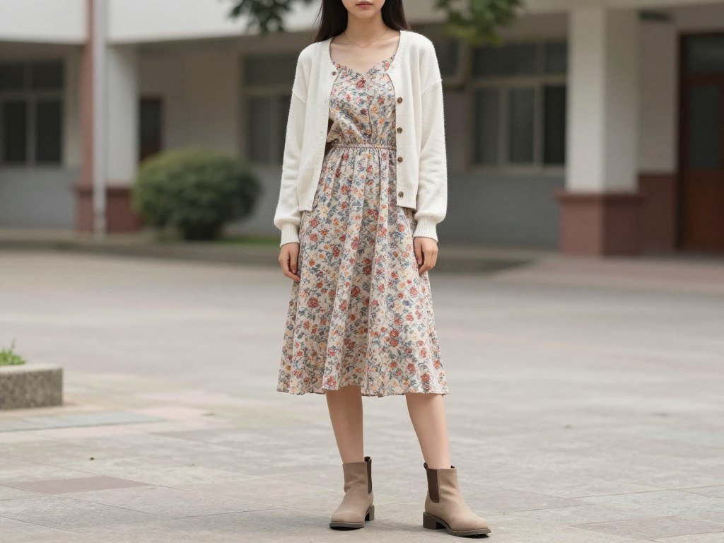 Flowy midi dress school outfit