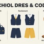 Infographic showing common school dress code requirements including appropriate length guidelines for skirts and shorts