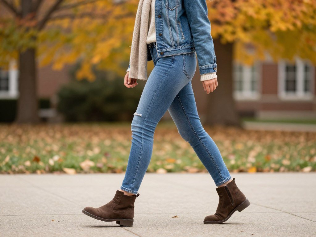 Layered fall school outfit with light jacket