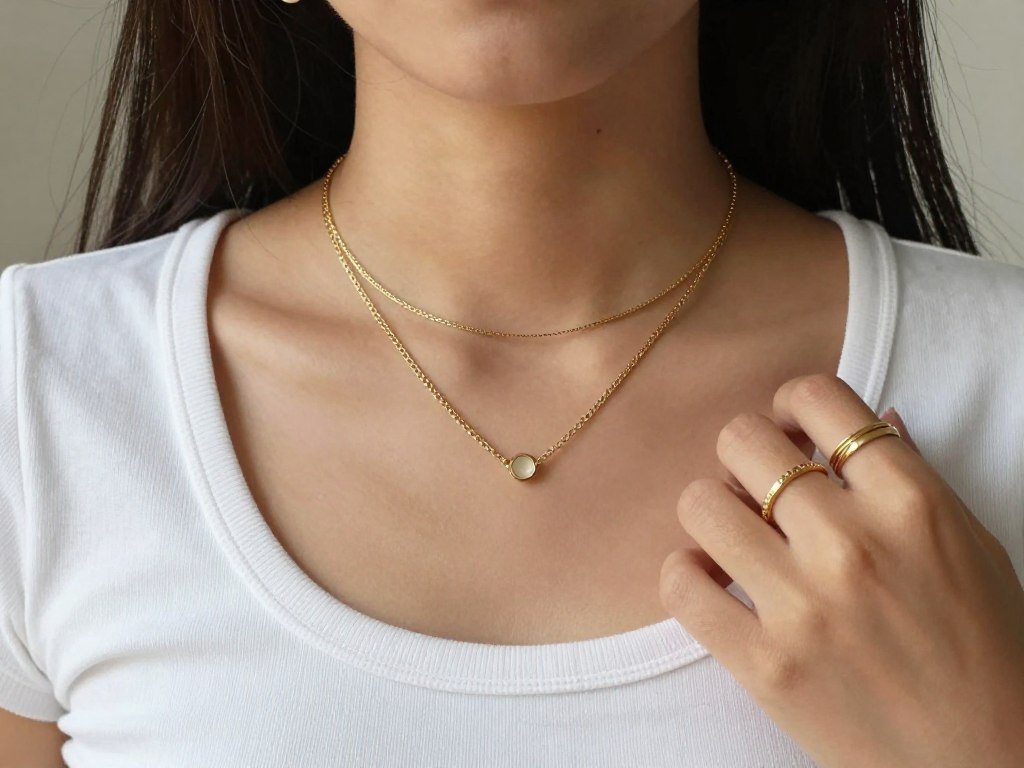 Layered necklaces and jewelry for school outfits