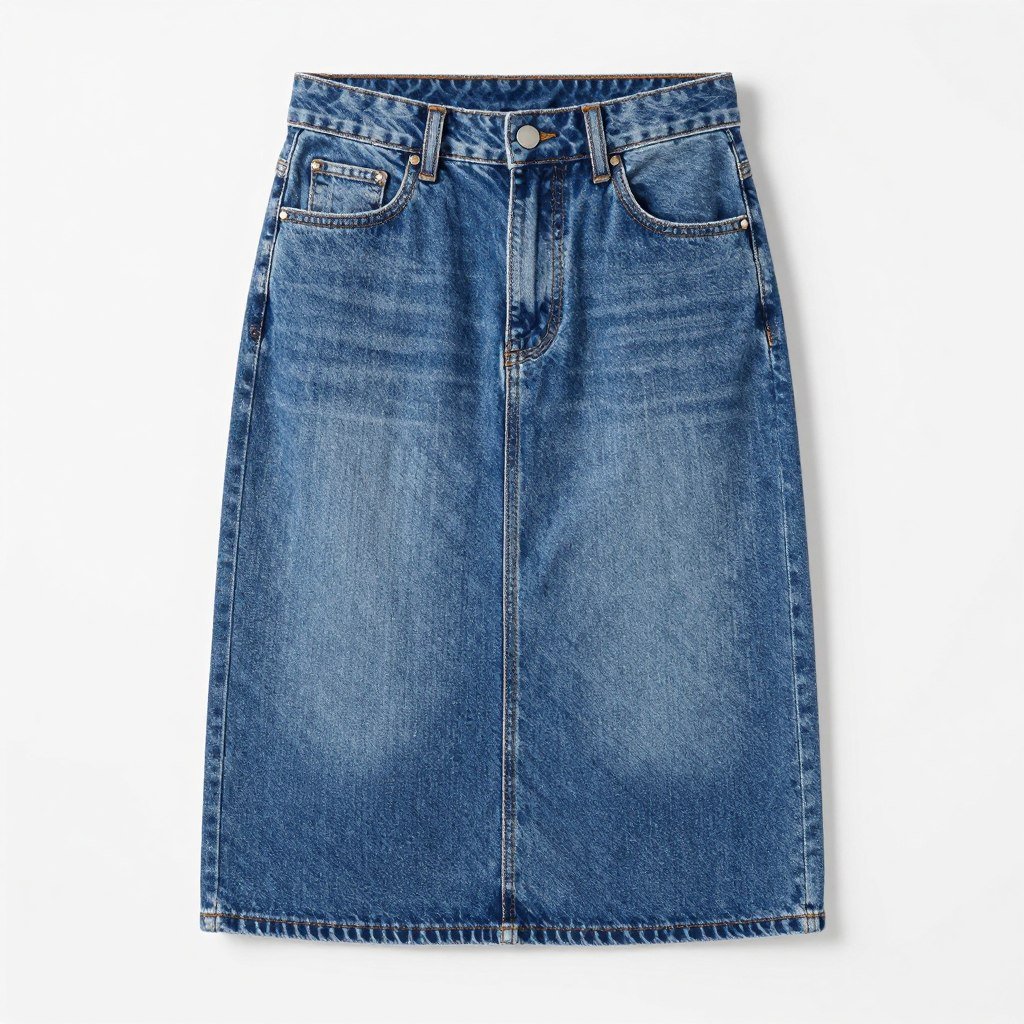 Medium wash denim skirt for everyday casual wear