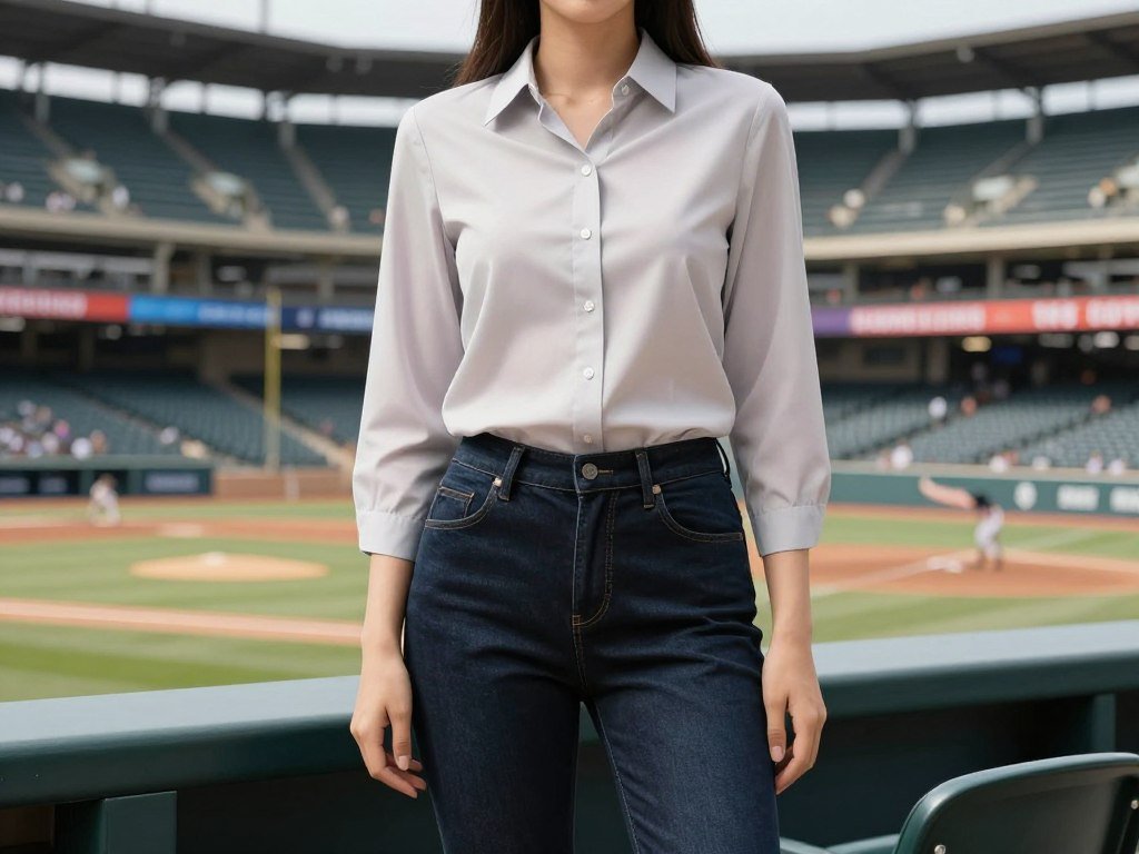 Professional yet appropriate baseball game outfit for work events or client outings
