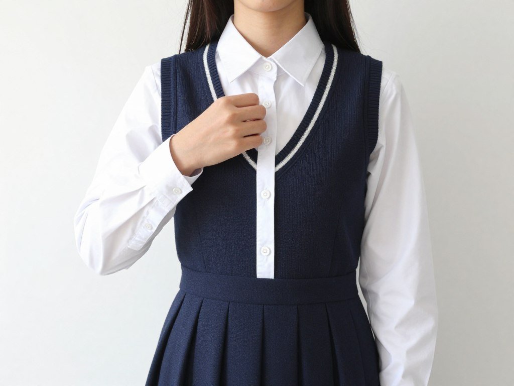 Student demonstrating layering techniques for dress code compliance
