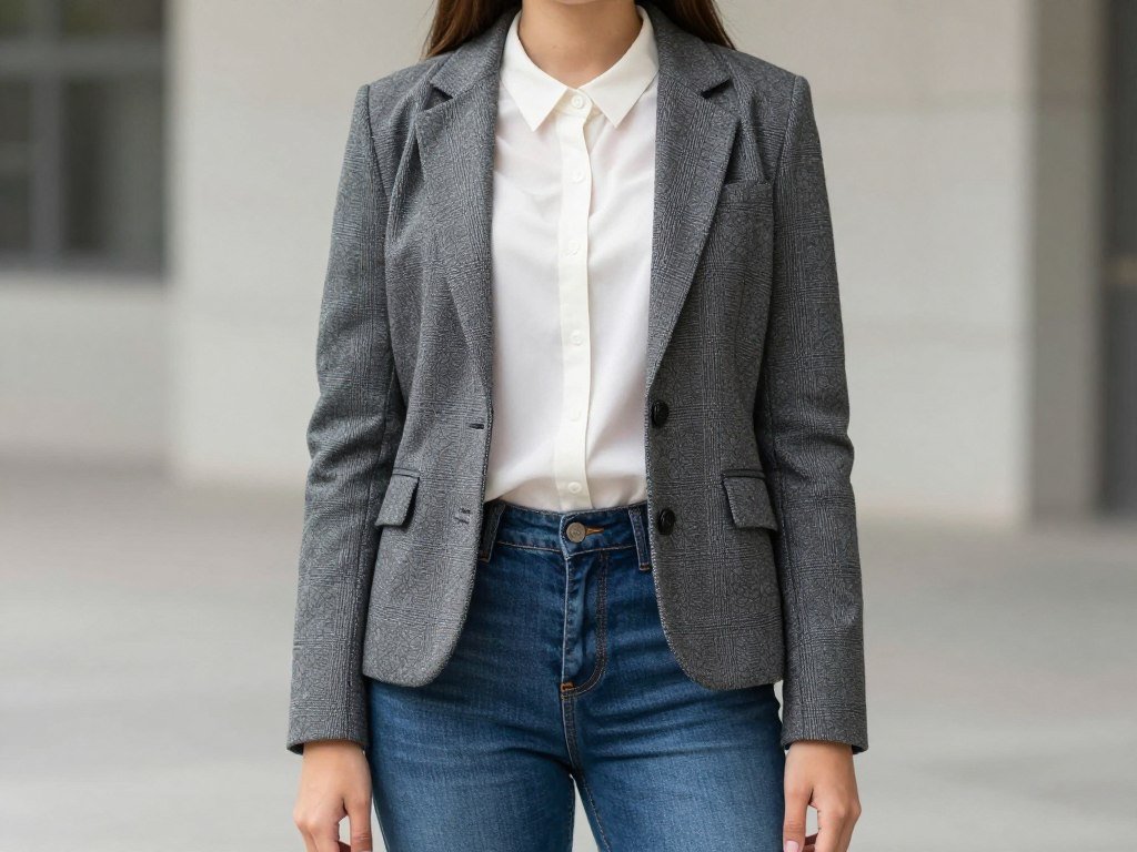 Student wearing a blazer or structured jacket over a blouse for a smart winter school outfit