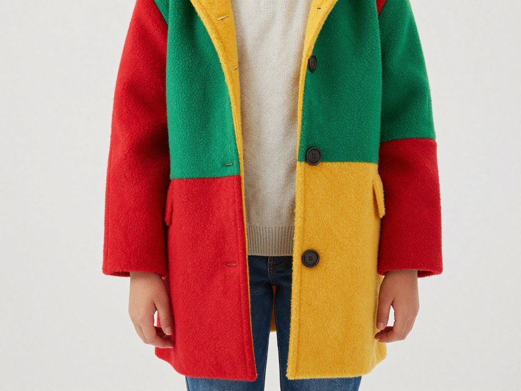 Student wearing a bold colored statement coat as the focal point of their winter school outfit