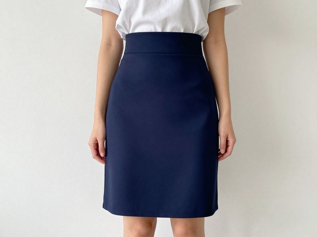 Student wearing a knee-length skirt styled fashionably for school