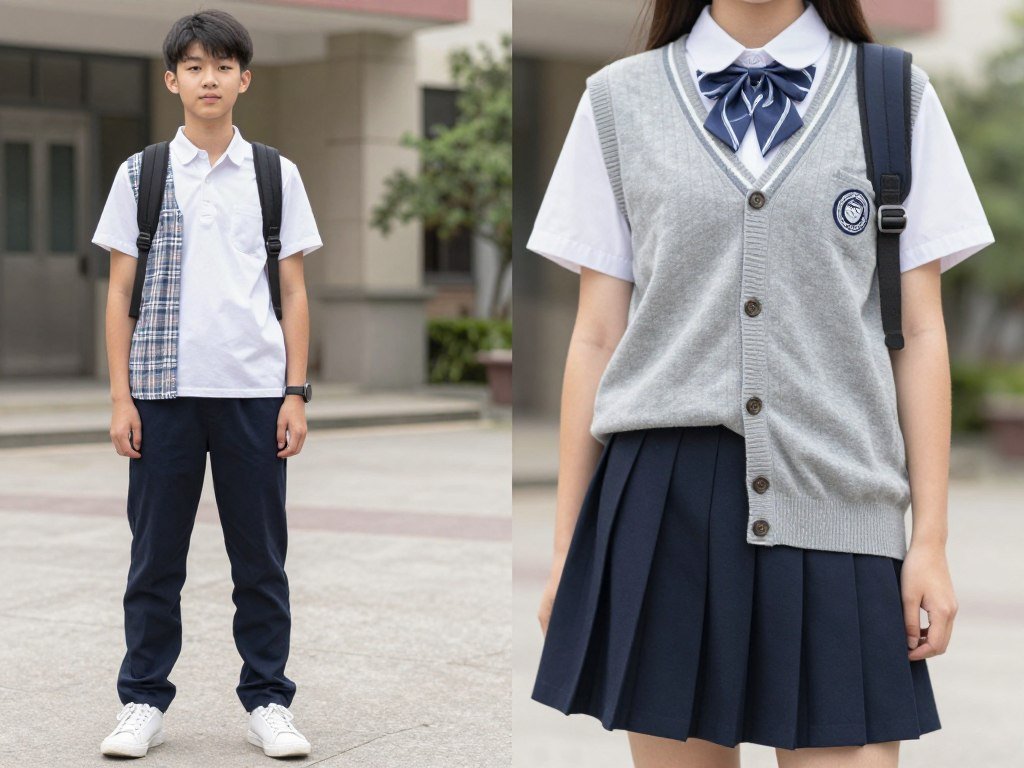 Student wearing a versatile outfit with mix-and-match pieces