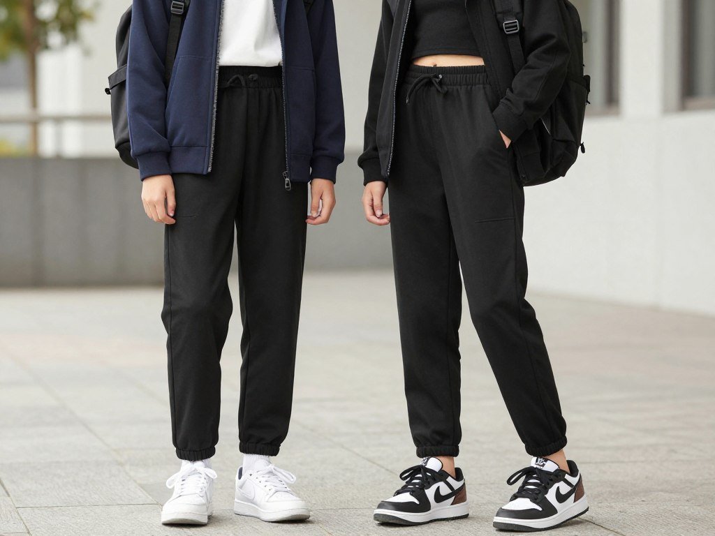 Student wearing athleisure outfit with joggers and crop top