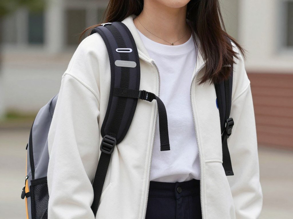 Student wearing functional accessories with spring school outfit