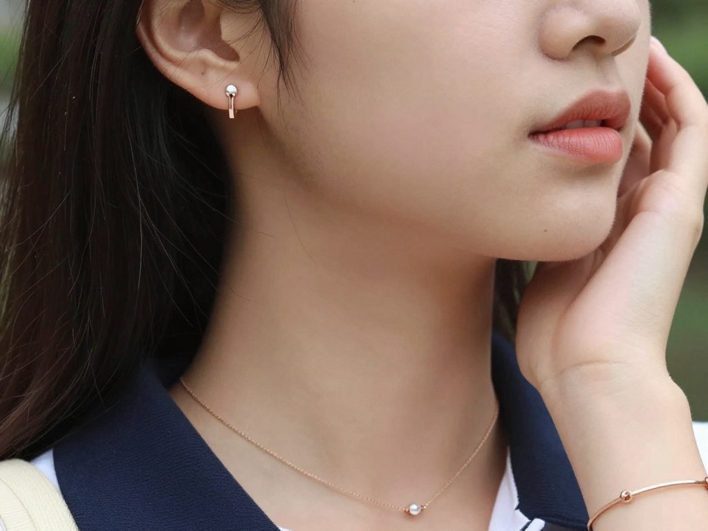 Student wearing simple, school-appropriate jewelry